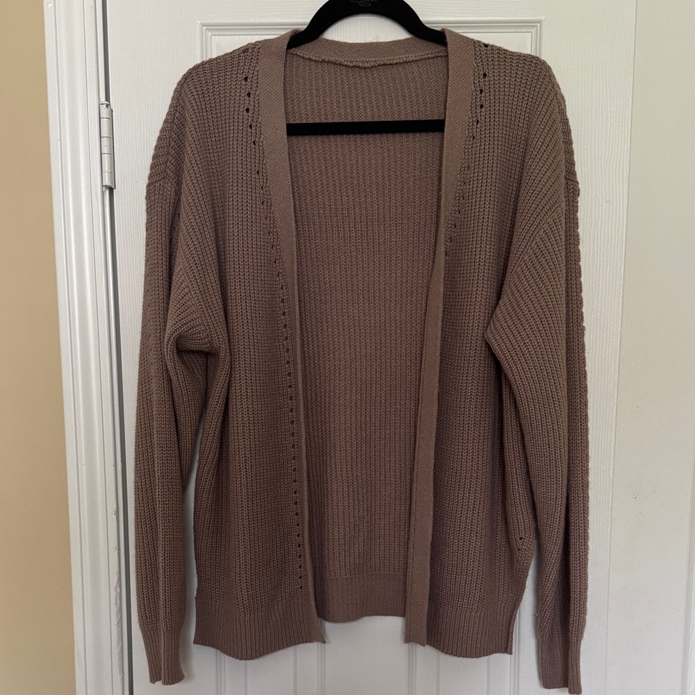Women's Mauve Open-Front Sweater